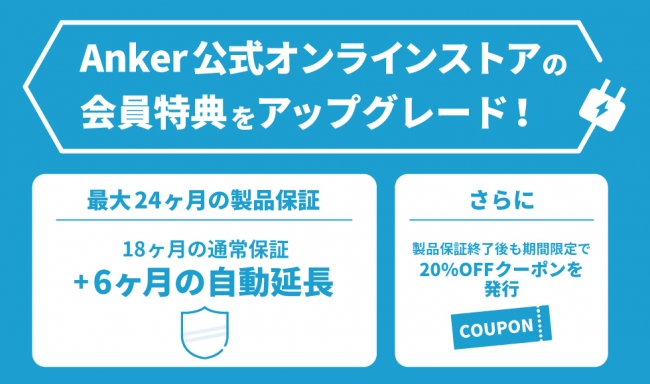 Anker公式オンラインストアの会員特典がアップグレード！製品保証が18
